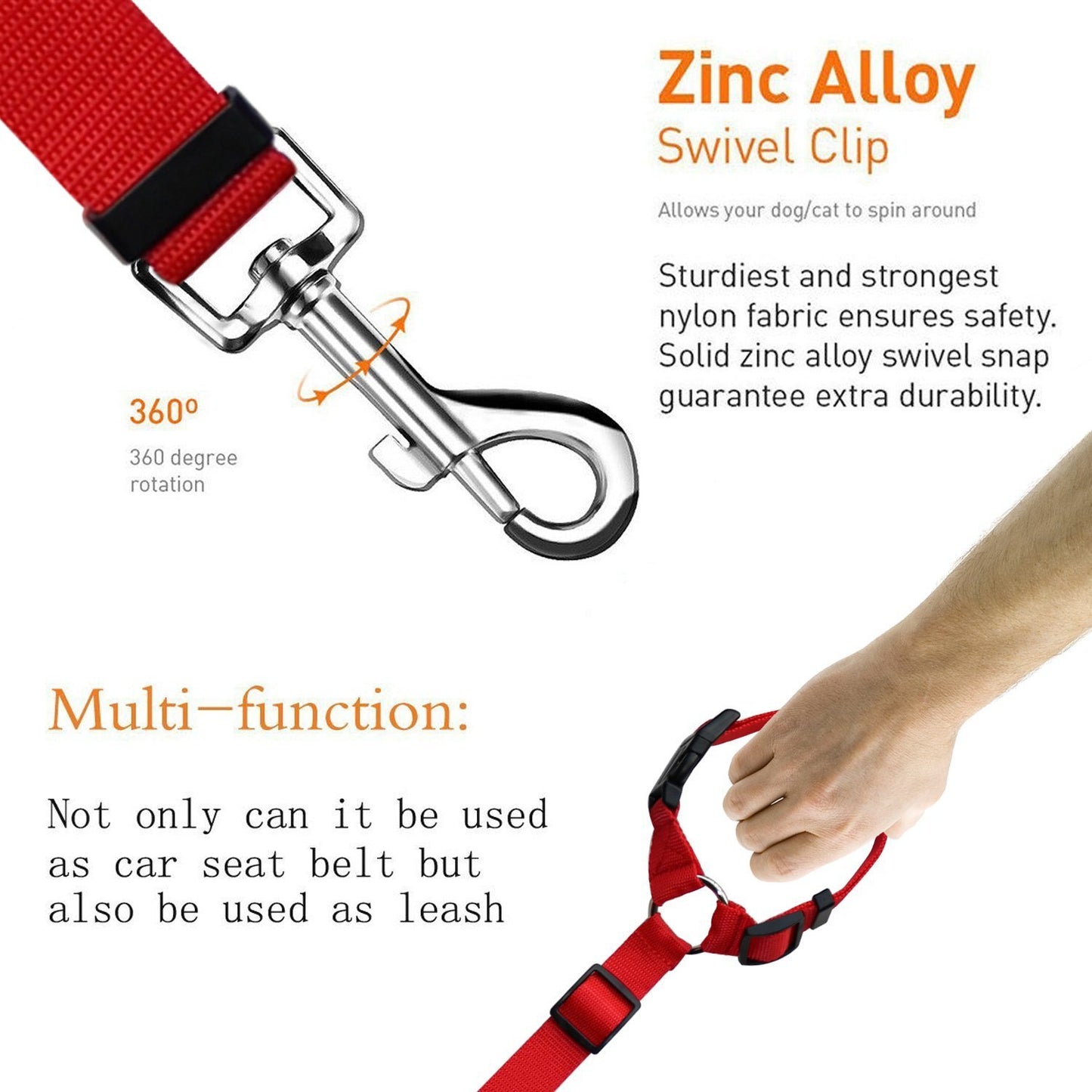 Adjustable pet safety seat belt for car travel