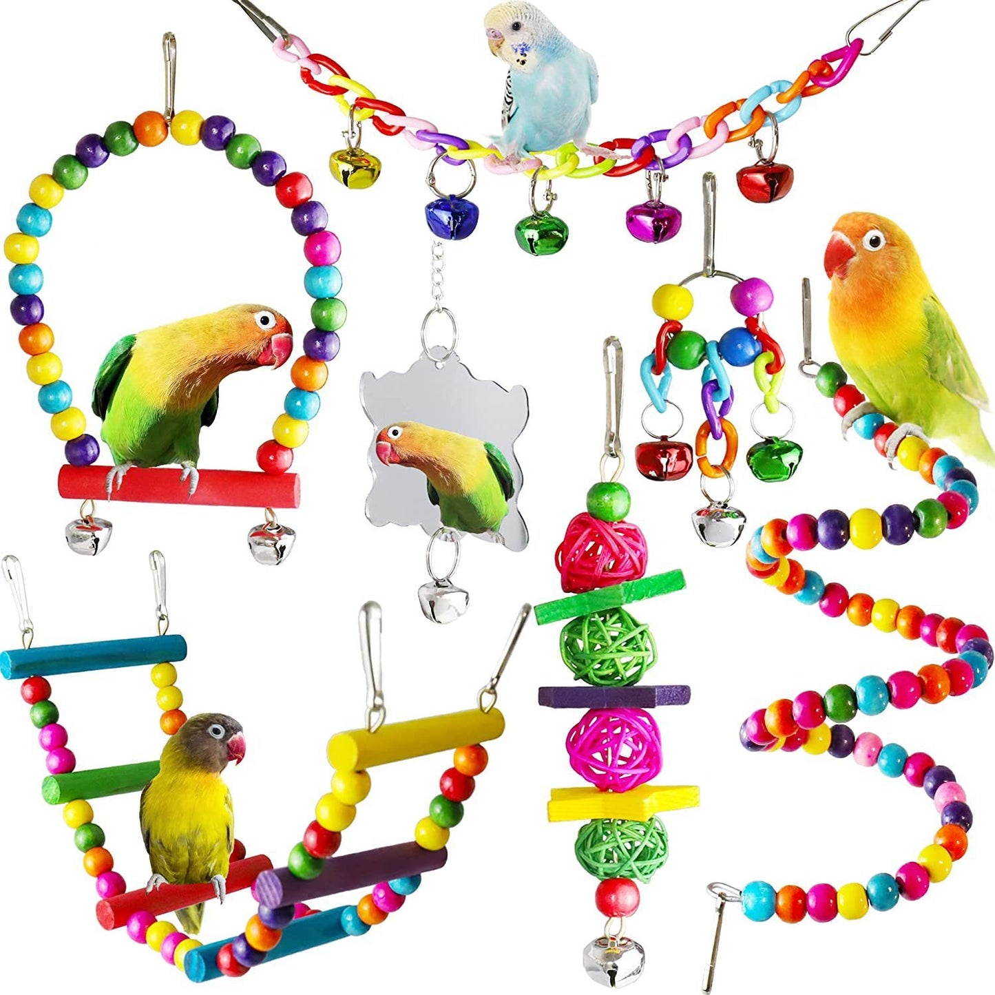 Parrot Cage Toys Set