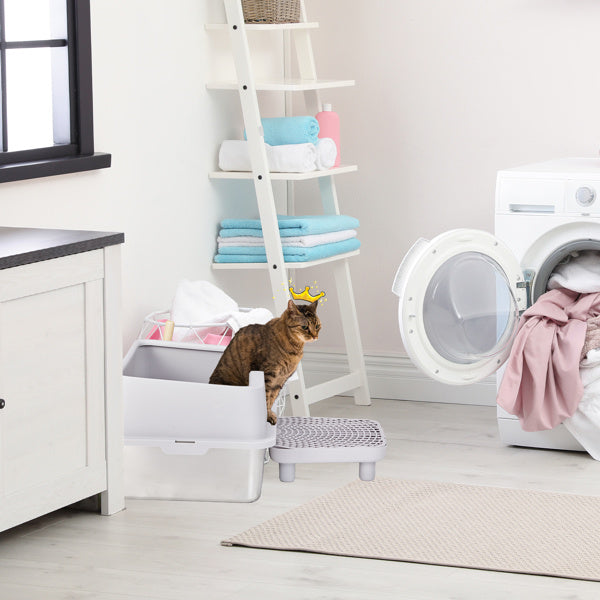 Large Stainless Steel Cat Litter Box with Scoop and Foot Pad