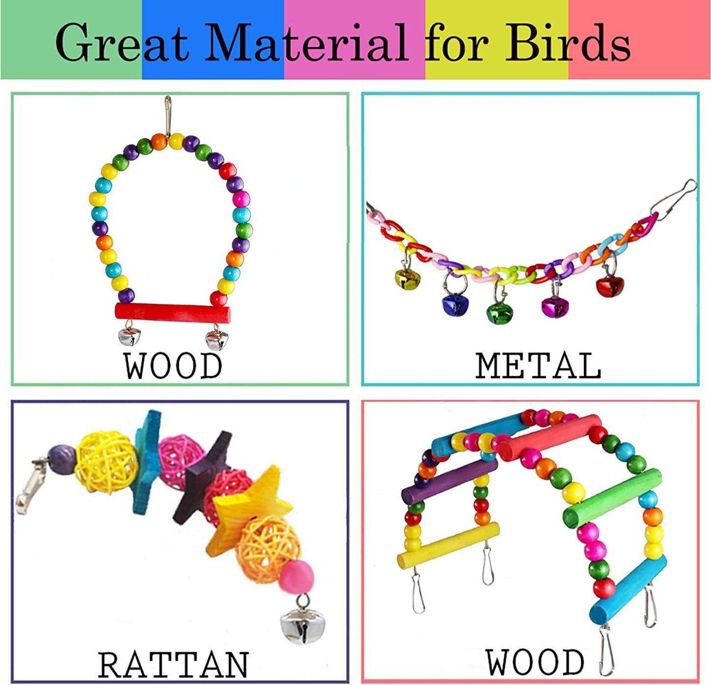 Parrot Cage Toys Set