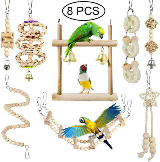 Parrot Toy Log Swing Set Of 8