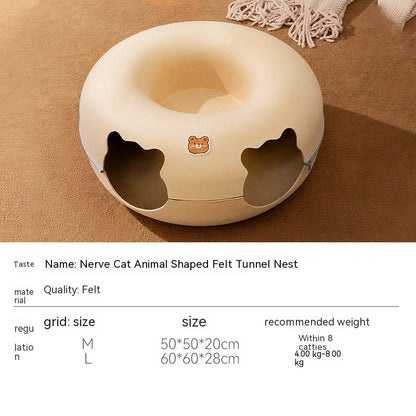 Animal-shaped Felt Zipper Cat Nest